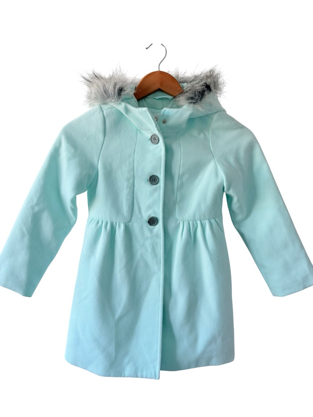 Cat and Jack Girls Mint Green Faux-Fur Hooded Coat